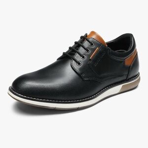 Bruno Marc Classic Black and Tan Derby Shoes